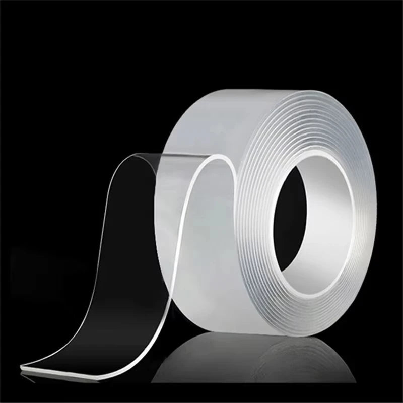 Nano double sided tape — transparent, reusable & waterproof adhesive tape for home, kitchen & bathroom (1m / 2m / 3m / 5m)