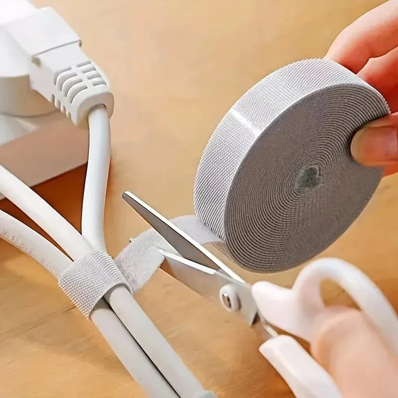 Reusable cable tie roll — 10mm × 5m multipurpose wire organiser tape for cables, cords & plant support