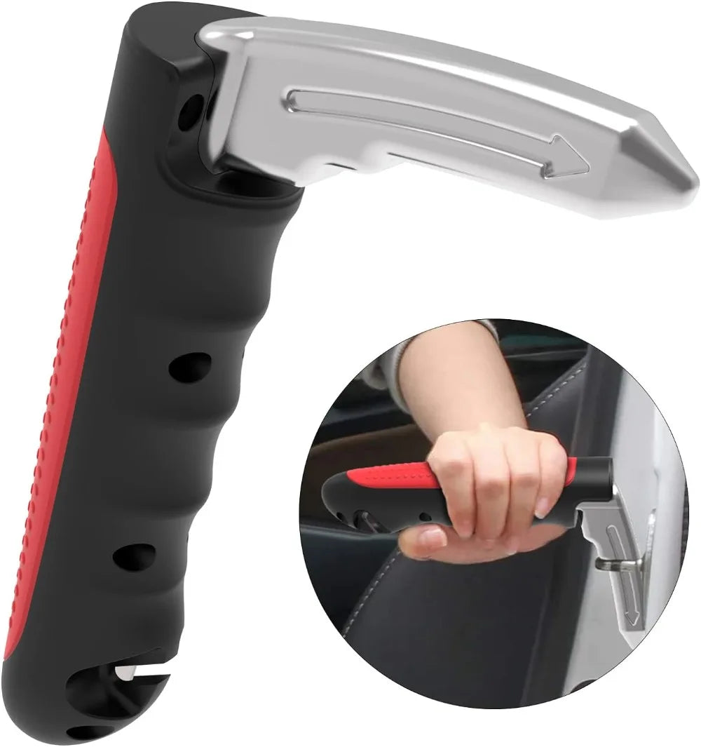 2-in-1 car door assist handle — portable support grip with emergency window breaker