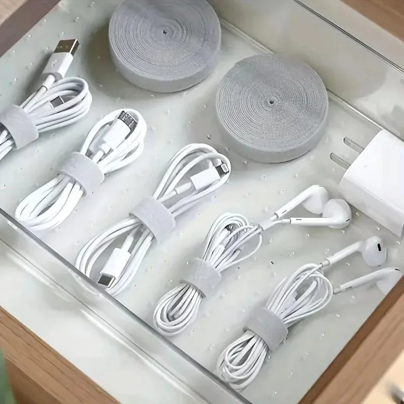 Reusable cable tie roll — 10mm × 5m multipurpose wire organiser tape for cables, cords & plant support