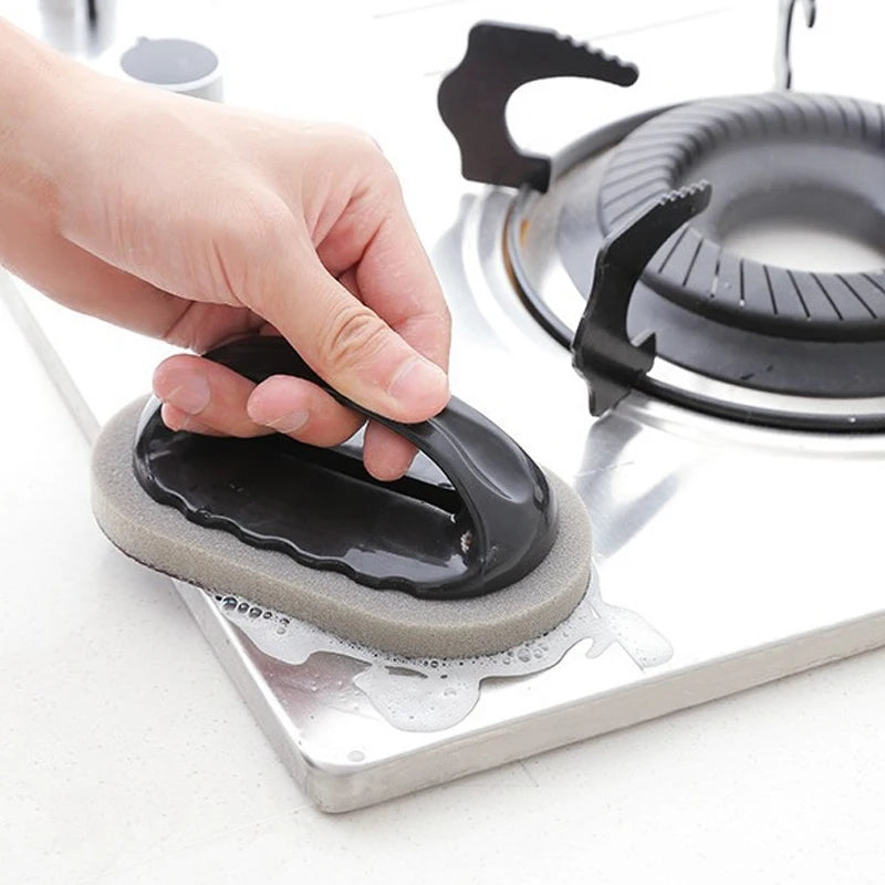 Meet Your New Cleaning Superhero, Magic Emery Sponge Brush Wipe Eraser Cleaner Kitchen Bath Rust Strong Decontamination Cleaning Tools With Handle Household Tools