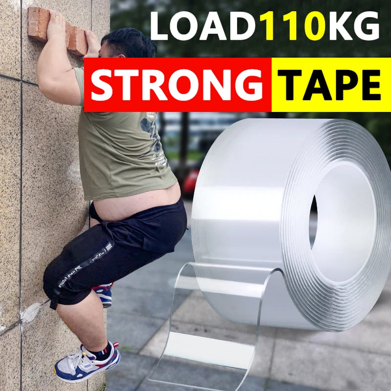 Nano double sided tape — transparent, reusable & waterproof adhesive tape for home, kitchen & bathroom (1m / 2m / 3m / 5m)