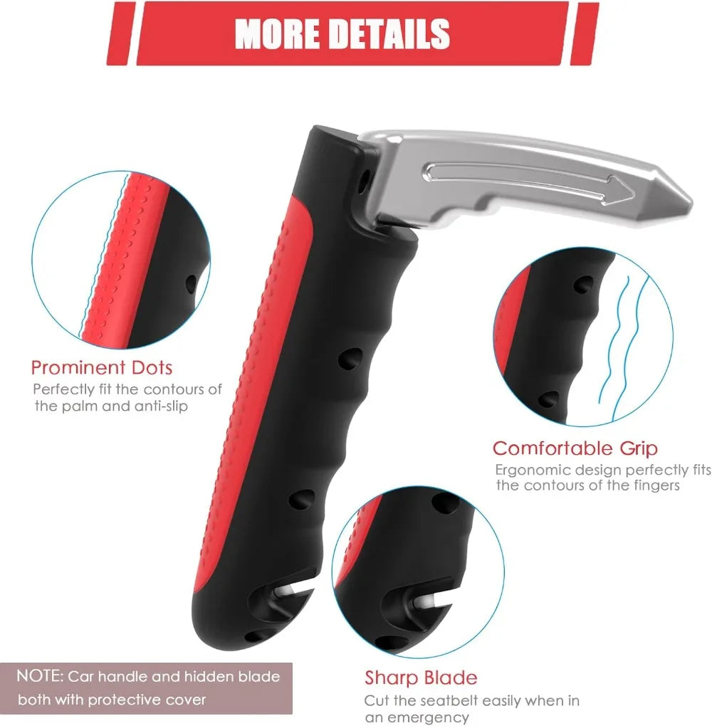 2-in-1 car door assist handle — portable support grip with emergency window breaker