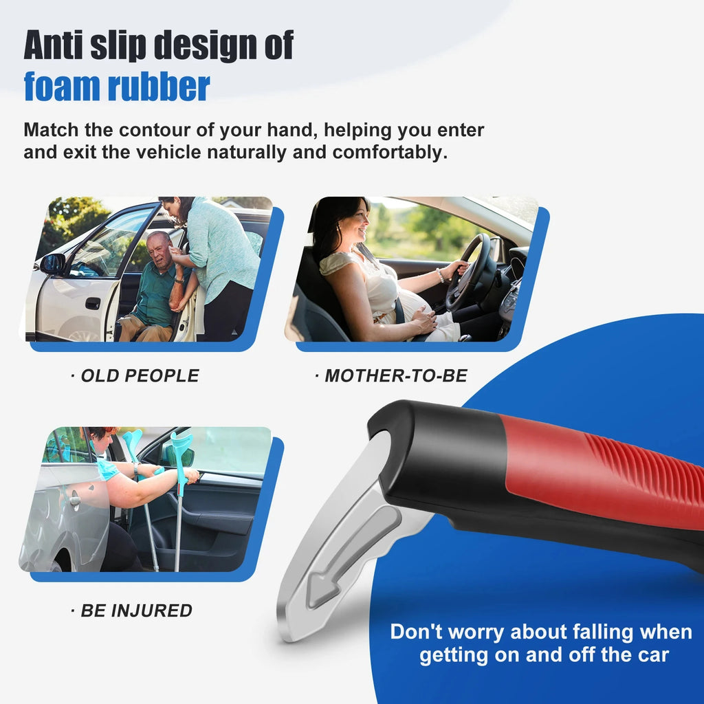 2-in-1 car door assist handle — portable support grip with emergency window breaker