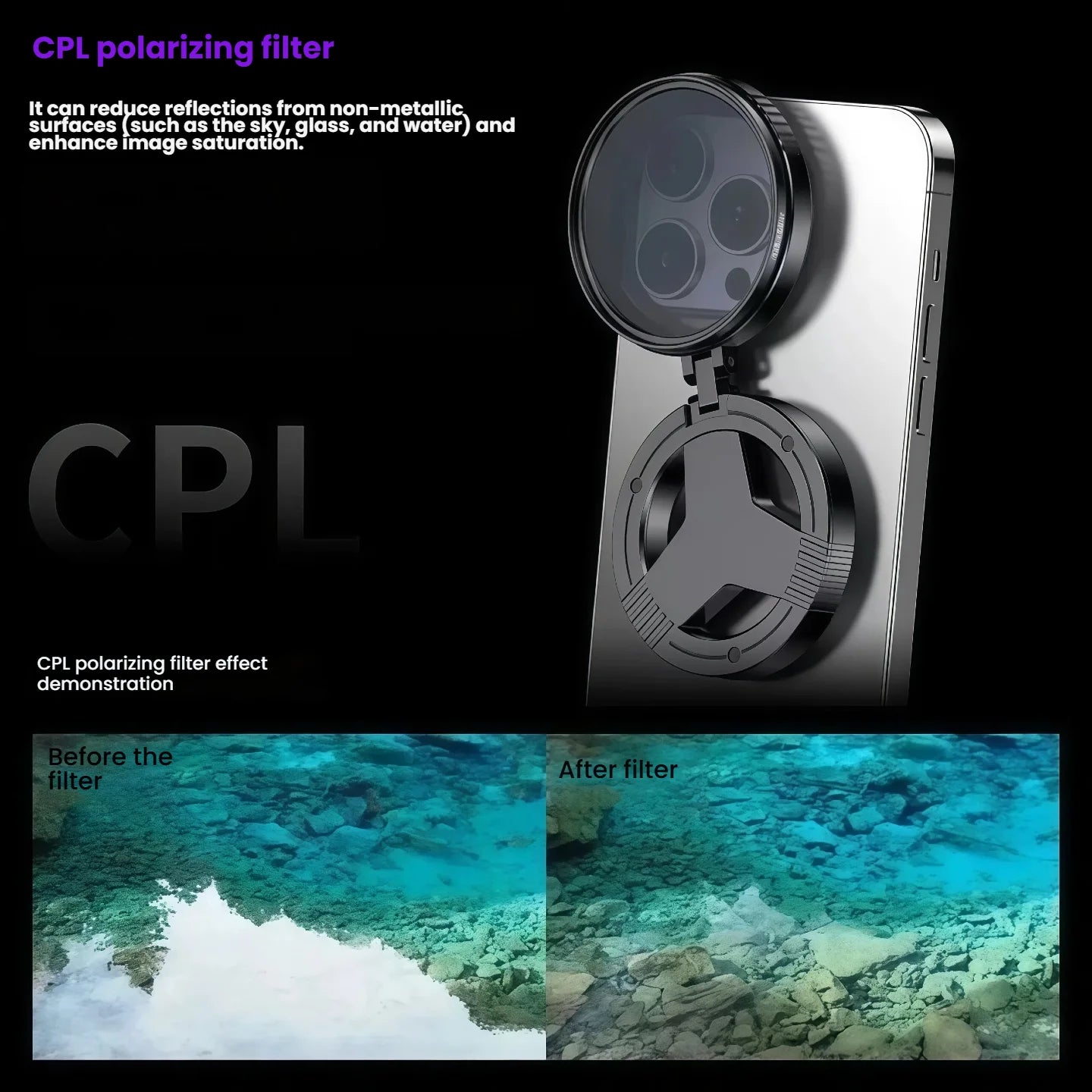 Magnetic Phone CPL Magnetic Anti-Glare Polarizing Lens Optical Coating Starry HD Photography Filter Polarizer